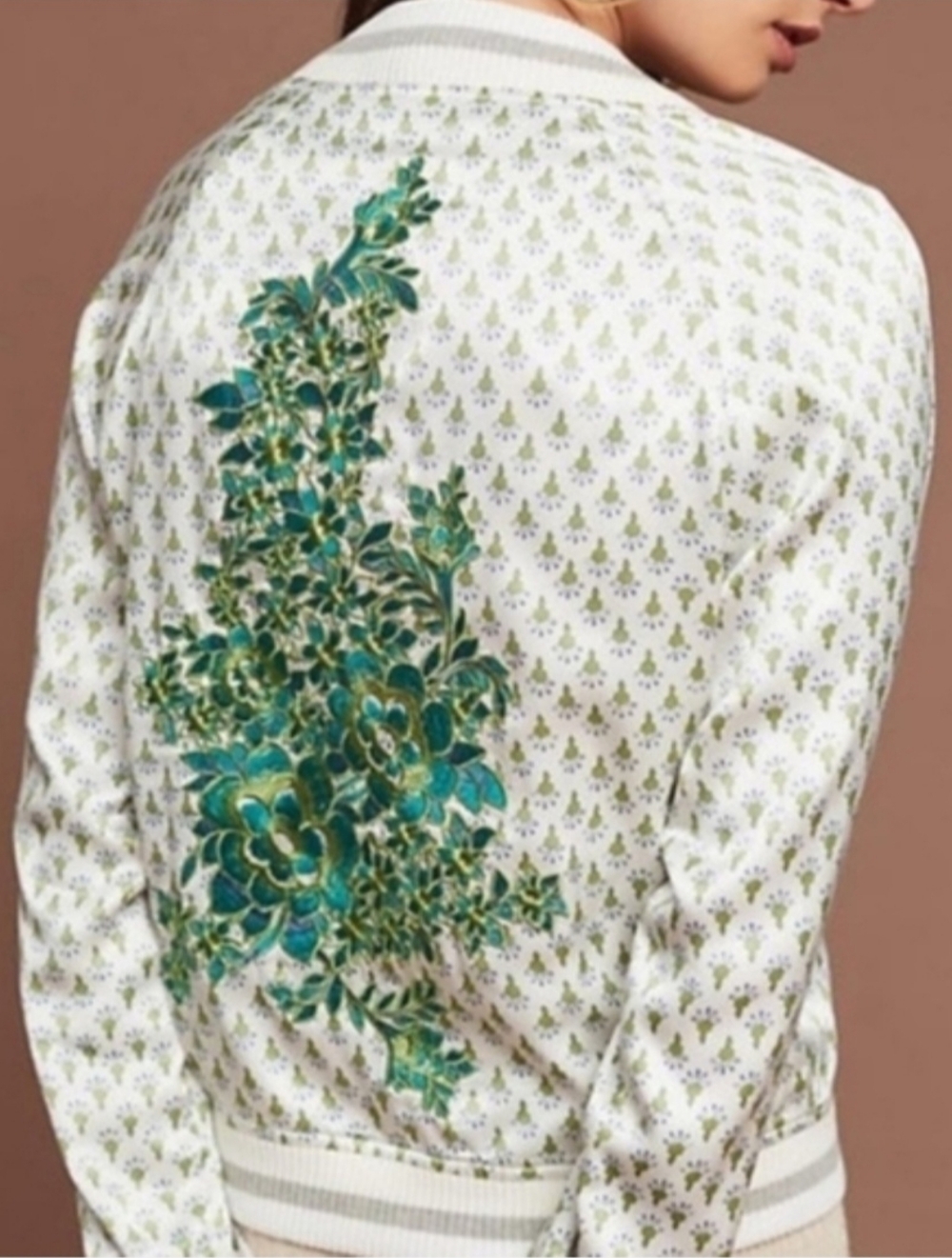 Anthropologie TINY Editions Floral Embroidered Satin Bomber Jacket Small - Picture 13 of 13